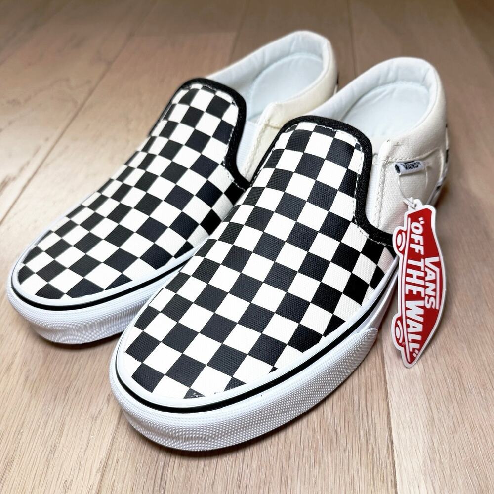 VANS Classic Slip‑On Black White Checkerboard Shoes Men’s 7.5